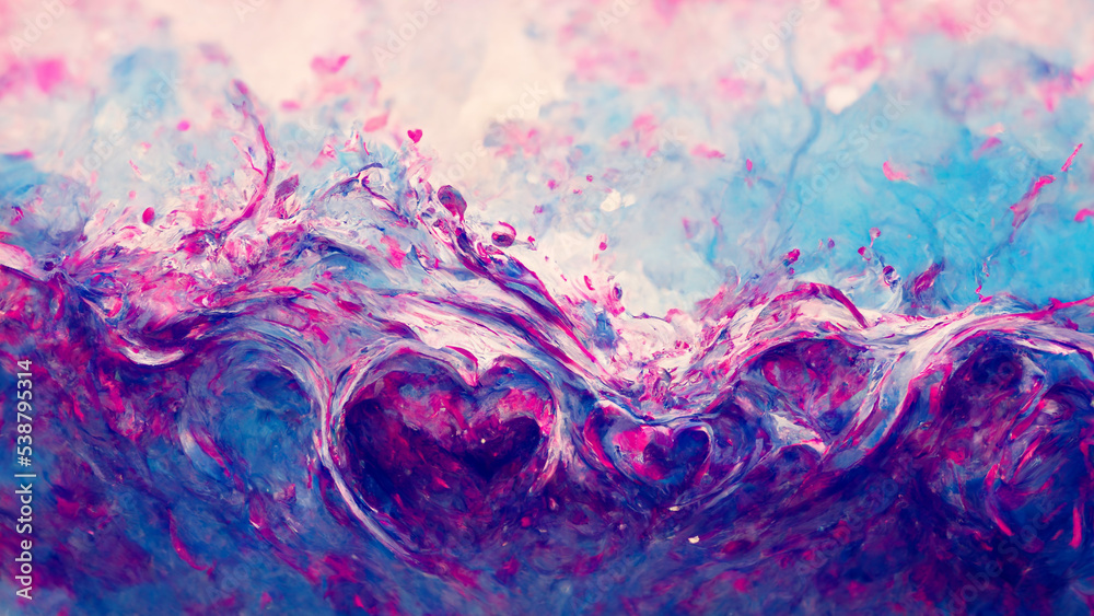 Abstract art pink purple blue pastel gradient paint background with liquid fluid grunge texture. illustration