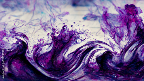 Beautiful abstract background. Mixed liquid paints. Blue and lilac colors. Flowing ink. painting