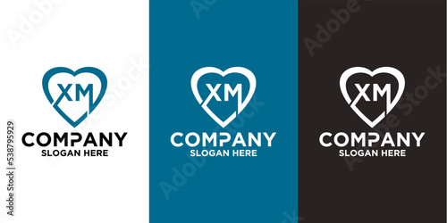 Initial letter x m love logo vector design template