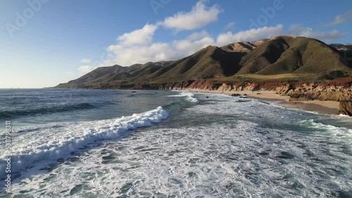 Big Sur Private Beach OceanSide 4K Aerial Footage Drone Over Pacific Ocean