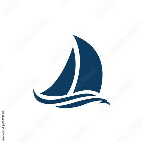 Sailing boat logo design with symbol eagle