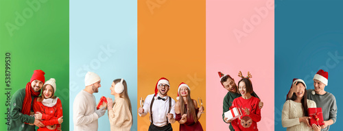 Collage of happy couples on...