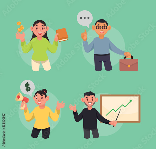 four business people characters
