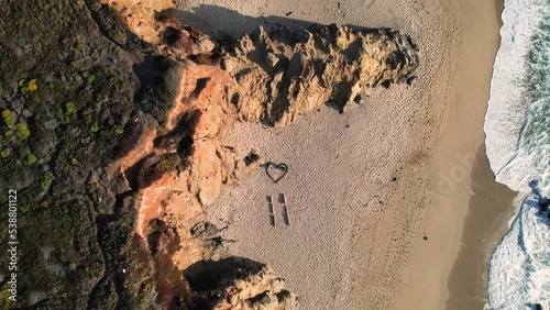 Big Sur Oceanside Heart Aerial Zoom Out Shot 4k Drone Footage
