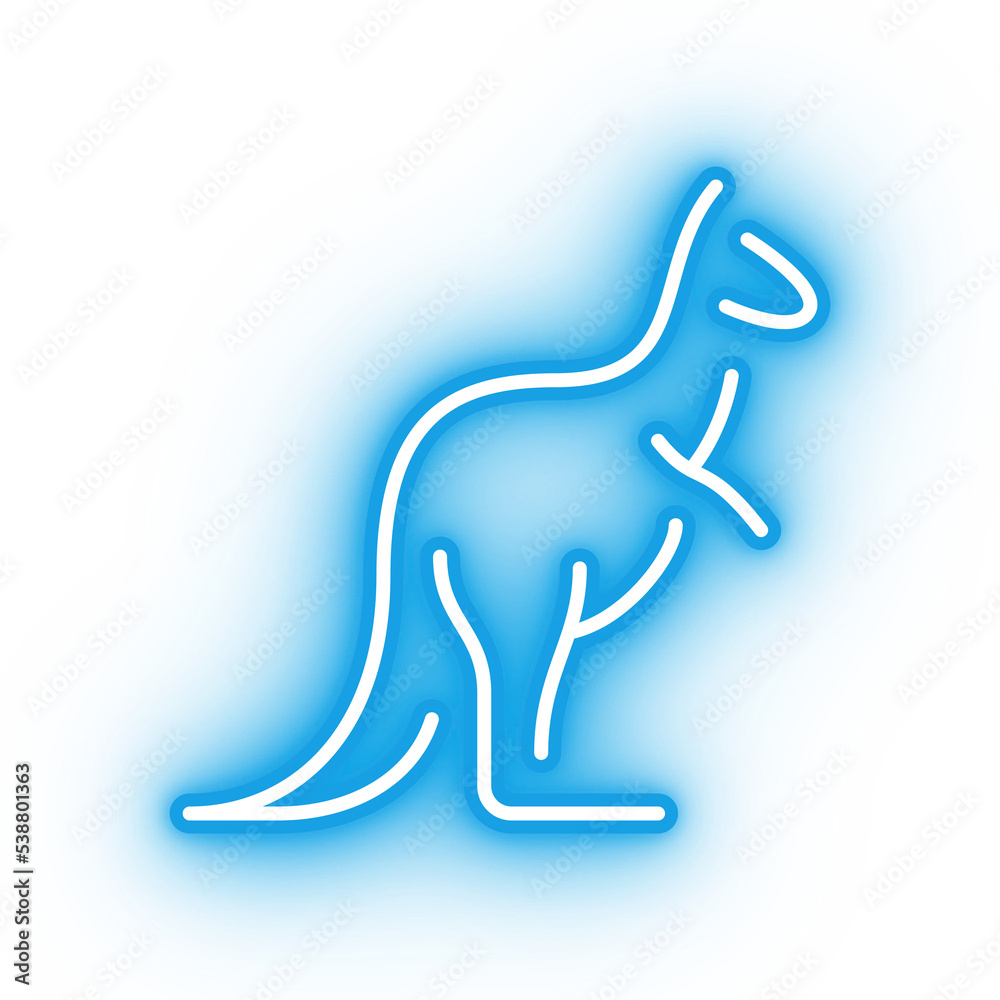 Neon blue kangaroo icon, glowing wallaby icon on transparent background Neon blue kangaroo icon, glowing wallaby icon on transparent background