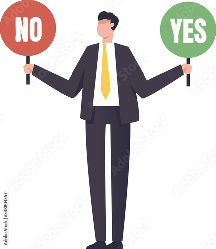 YES or NO, Right or wrong business decisions, true or false, right and wrong, alternative concept. illustration png
