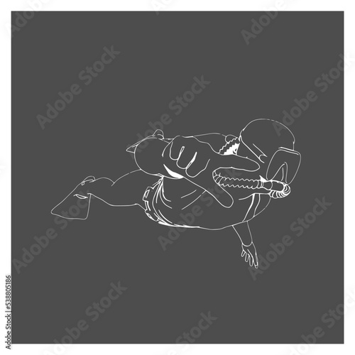 Thin line silhouette of scuba diver. Sport and recreation concept
