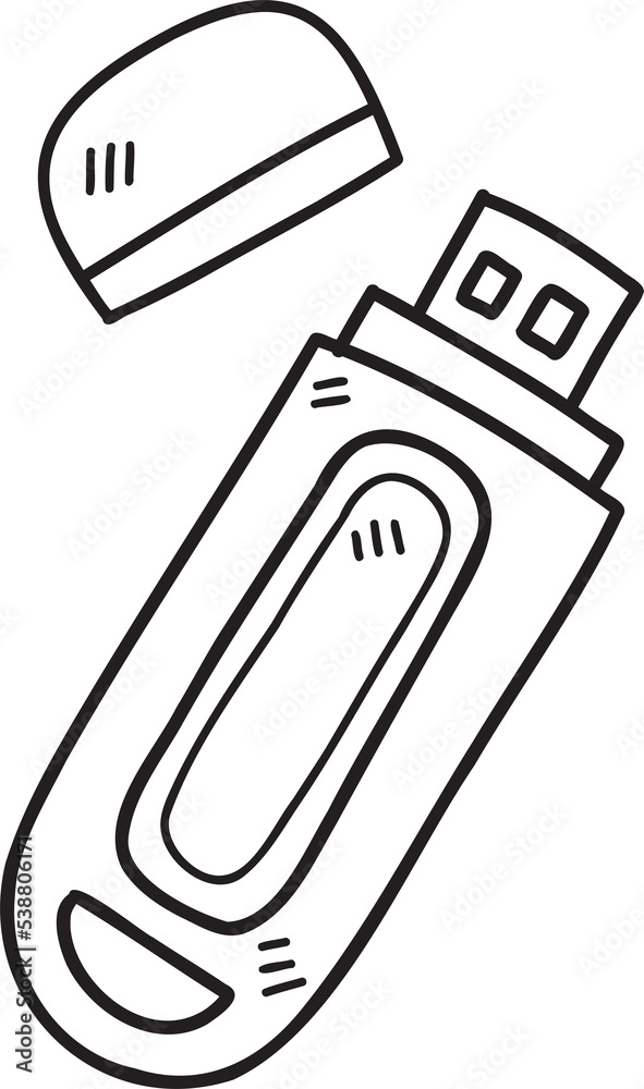 Hand Drawn USB Flash Drive illustration Hand Drawn USB Flash Drive illustration