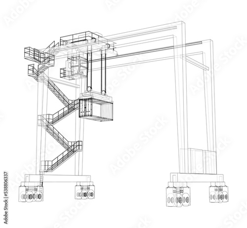 Port cargo crane. Vector
