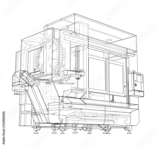 Metalworking CNC milling machine. Vector
