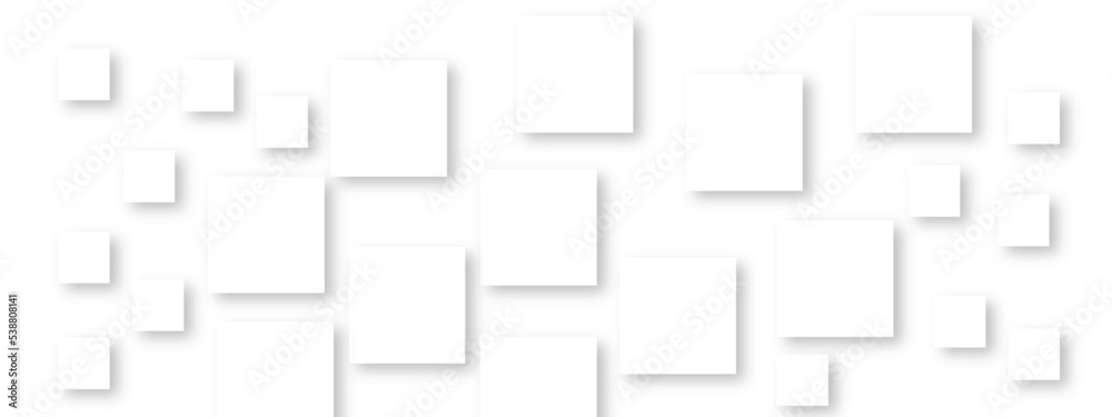 Abstract white geometric overlapping square pattern, design of technology background with shadow. Vector illustration. You can use for add, poster, design artwork, template, banner, wallpaper.