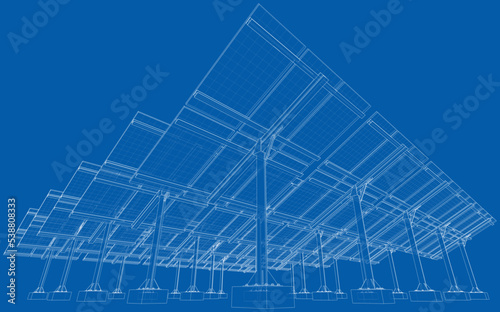 Solar Panel Field. Vector