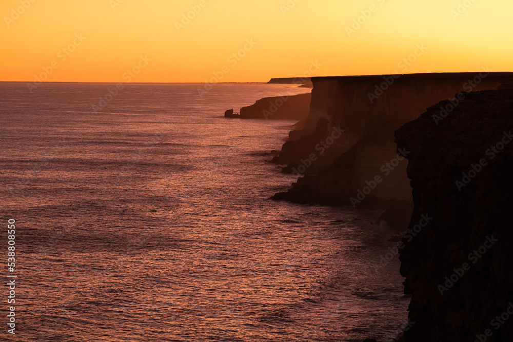 sunset, Sea Cliffs, Nullabour plain
