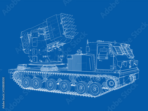 Military track missle system. Vector