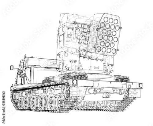 Military track missle system. Vector