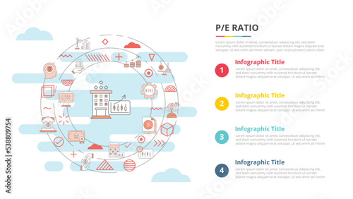 pe ratio business concept for infographic template banner with four point list information