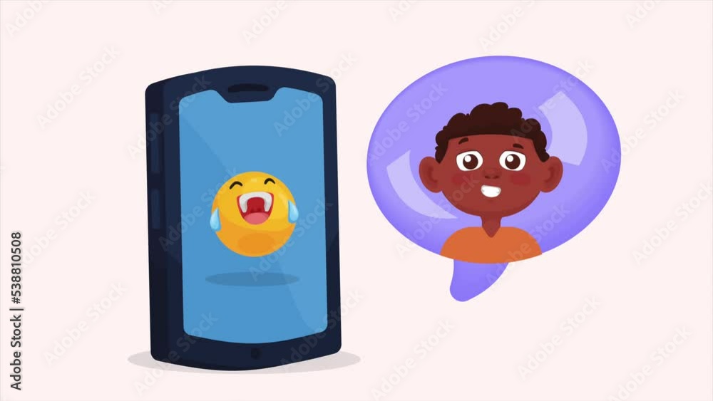 smartphone with emoji and man