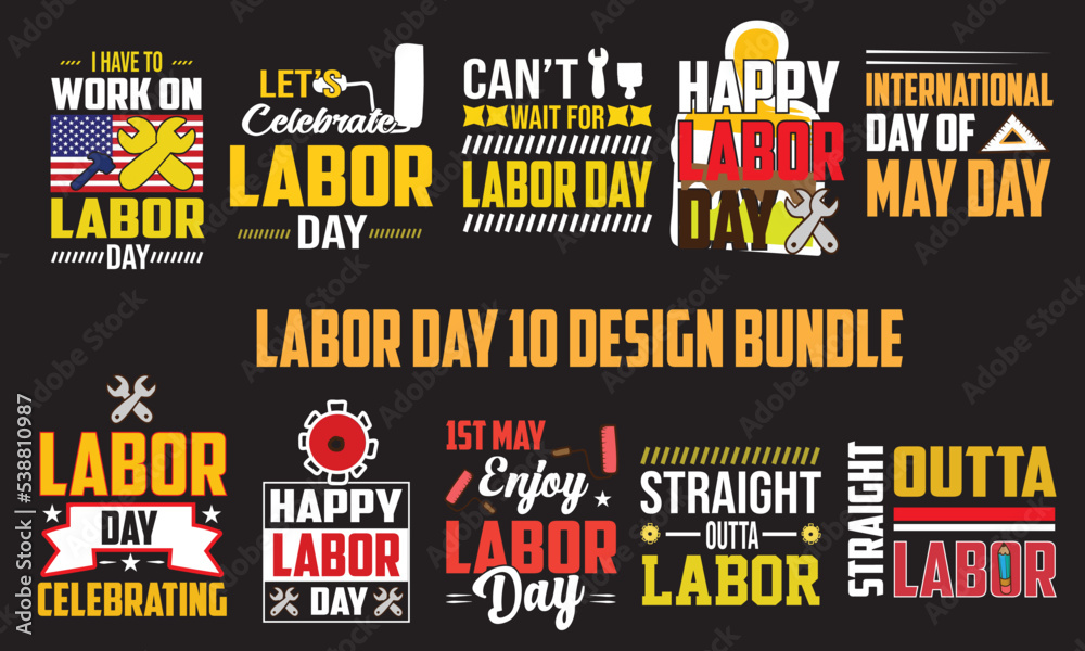 Naklejka premium Labor Day T-Shirt Design Bundle