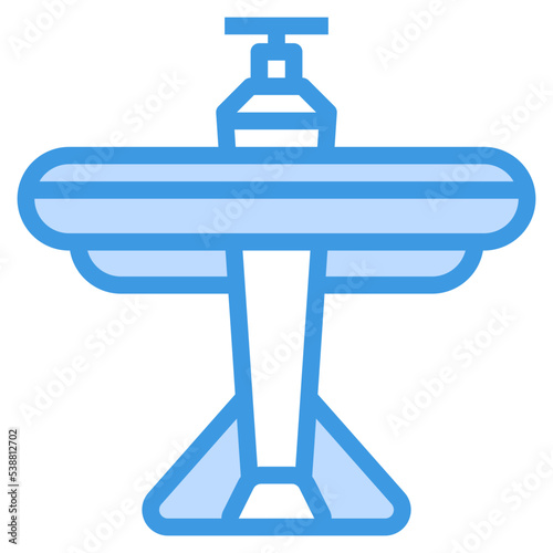 plane blue outline icon