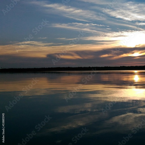 sunset over the lake