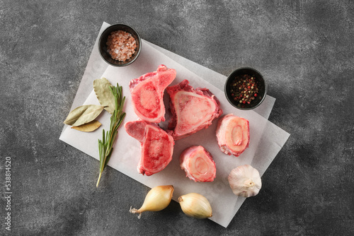 Beef marrow bones  to prepare broth or soup.