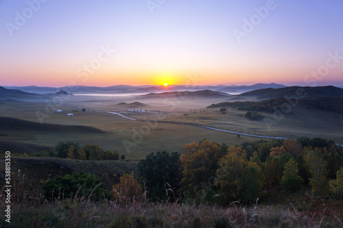 autumn grassland beautiful scenery in Inner Mongolia China © 哲 樊