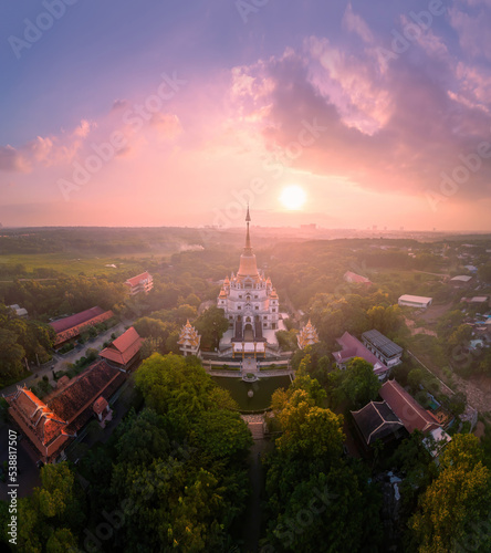 Aerial view of Buu Long Pagoda in Ho Chi Minh City. A beautiful buddhist temple hidden away in Ho Chi Minh City at Vietnam