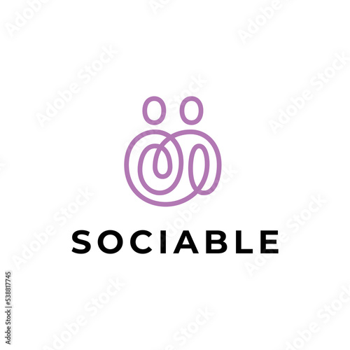 Vector human connect logo template. Modern team work illustration. HR logotype with connected people sign