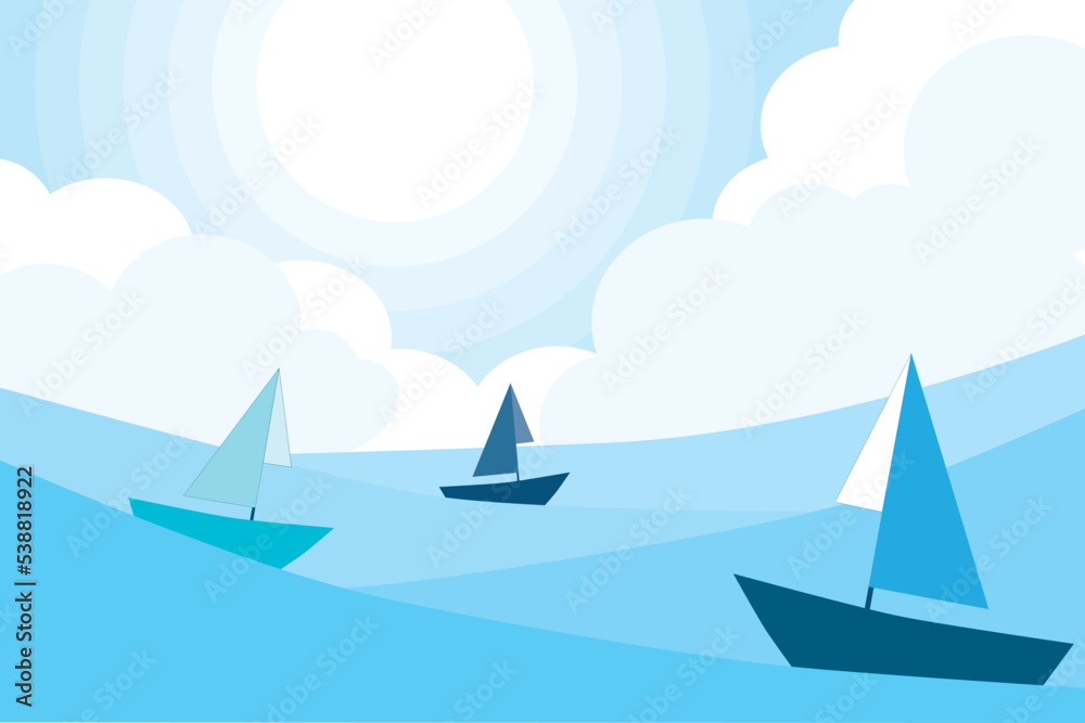 Abstract view of boat on the sea with blue color tone and sky background. Abstract view of boat on the sea with blue color tone and sky background.