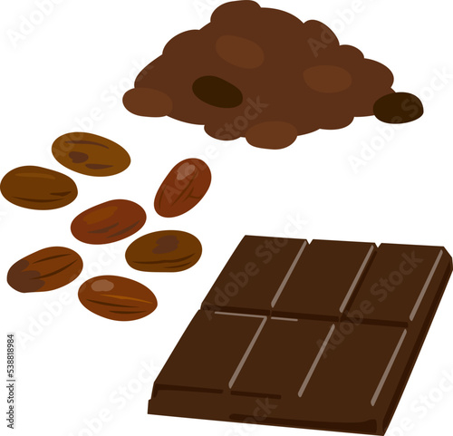 カカオ豆とチョコレートバー