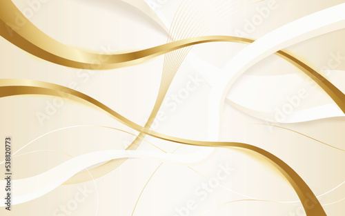 Elegant cream shade background with line golden elements. Realistic luxury paper cut style 3d modern concept. vector illustration for design
