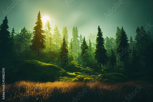 Calm green forest