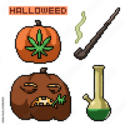 pixel art halloween weed party