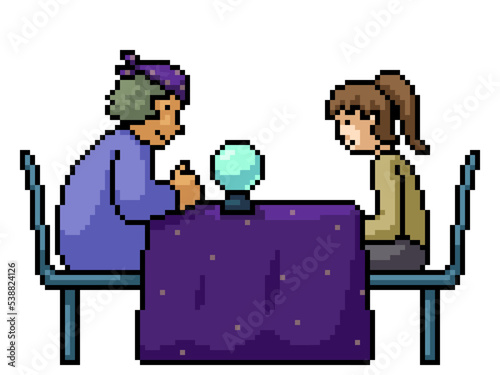 pixel art fortune teller woman