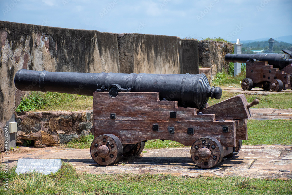 Old Dutch canon at a guard tower of a fort
