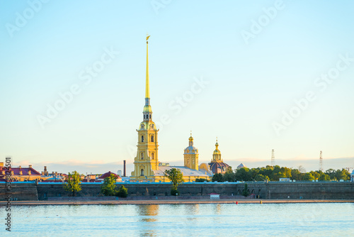 Panoramic view of the Peter and Paul Fortress in the city of St. Petersburg, Russia