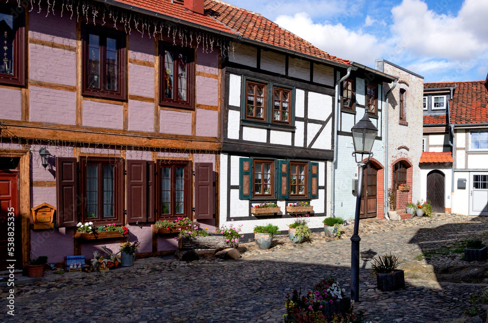Fachwerk Häuser am Münzenberg in Quedlinburg Deutschland