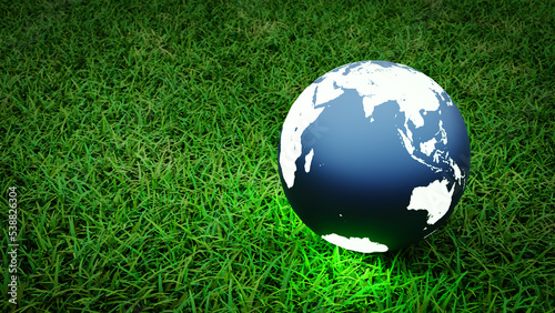 earth on green grass 3d rendering