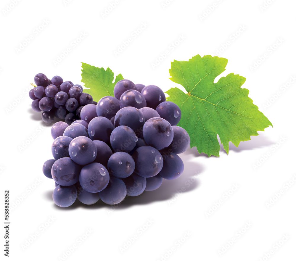 Obraz premium GRAPES, isolated on white background, 3d illustration, 3d rendering, realism, photo realistic