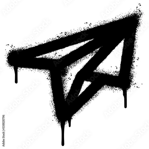 Spray Painted Graffiti paper airplane Sprayed isolated with a white background. graffiti paper airplane icon with over spray in black over white. Vector illustration.
