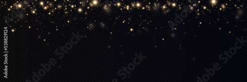 Gold particles. Light effect. Gold dust. background decoration.