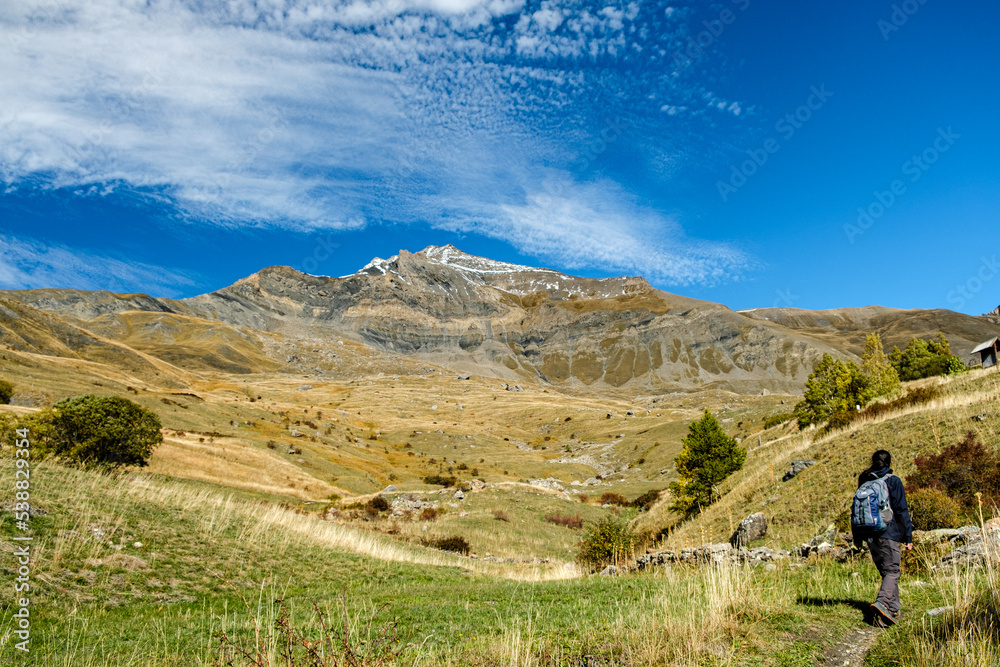 the landscape from the Alps in mid October with some snow and high mountains