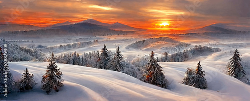 beautiful winter nature landscape amazing mountain