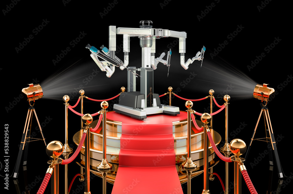Podium with robotic surgical system, 3D rendering