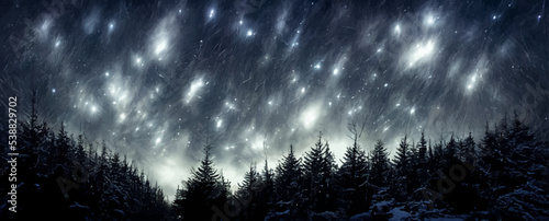 dark sky full of shiny stars in carpathian mountains