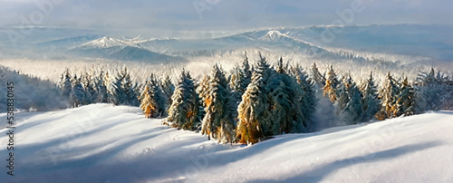 impressive winter scene of carpathian mountains