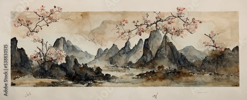 mountain peaks full of plum blossoms ancient