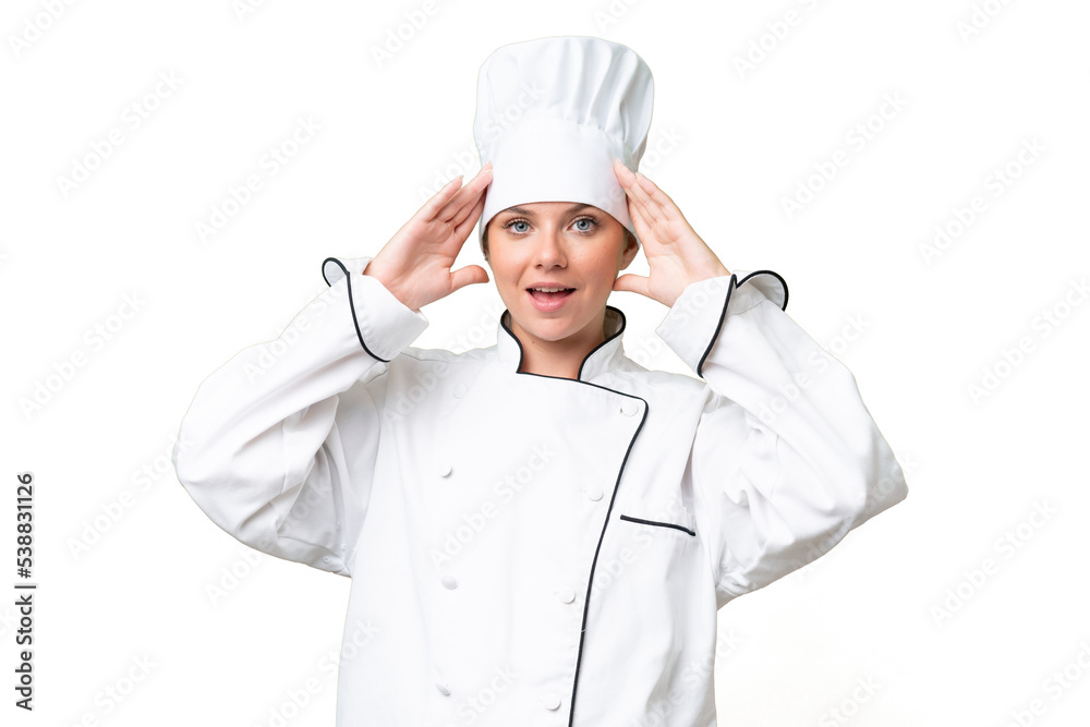 CHEF WOMAN OVER ISOLATED BACKGROUND CHEF WOMAN OVER ISOLATED BACKGROUND