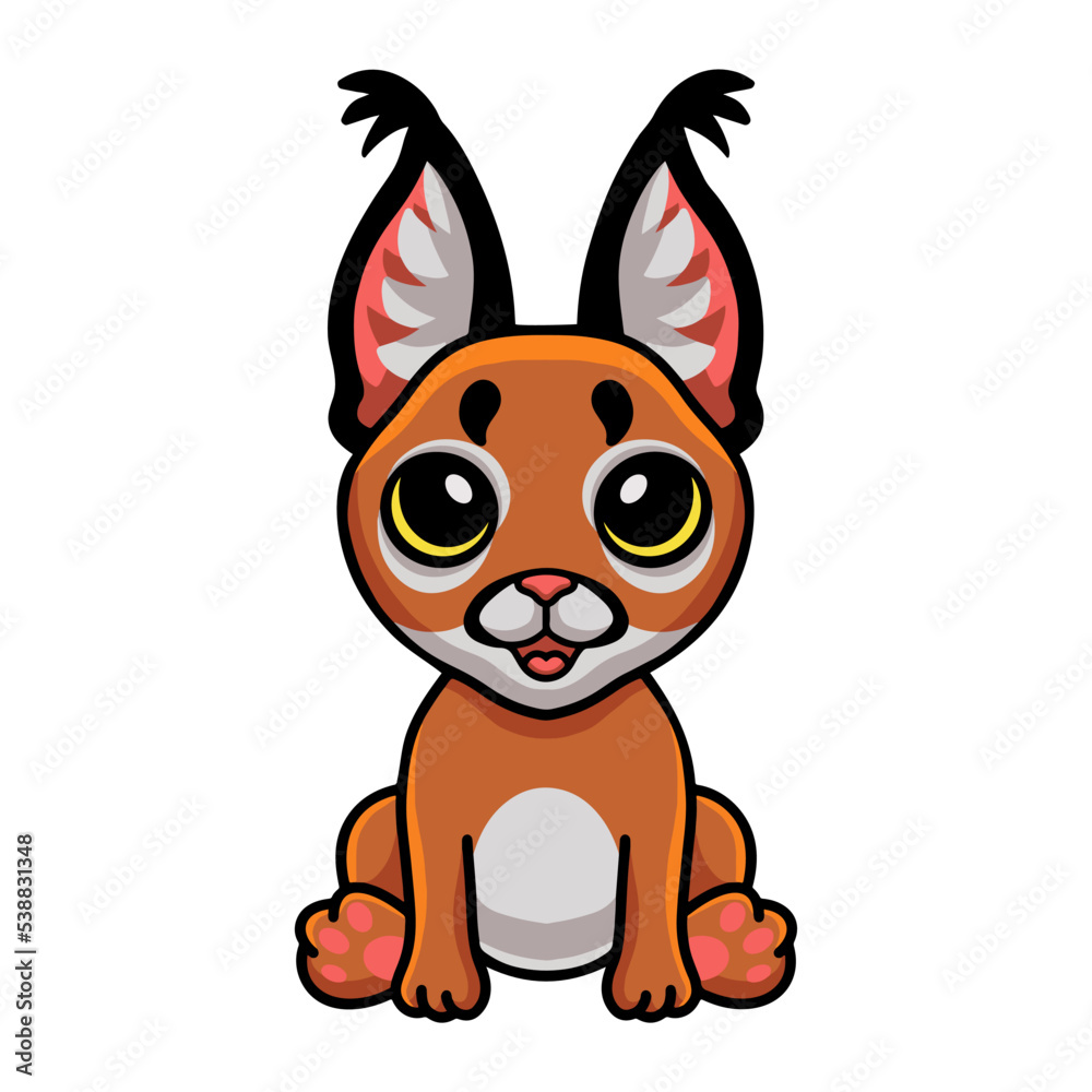 Cute caracal cat cartoon sitting Cute caracal cat cartoon sitting