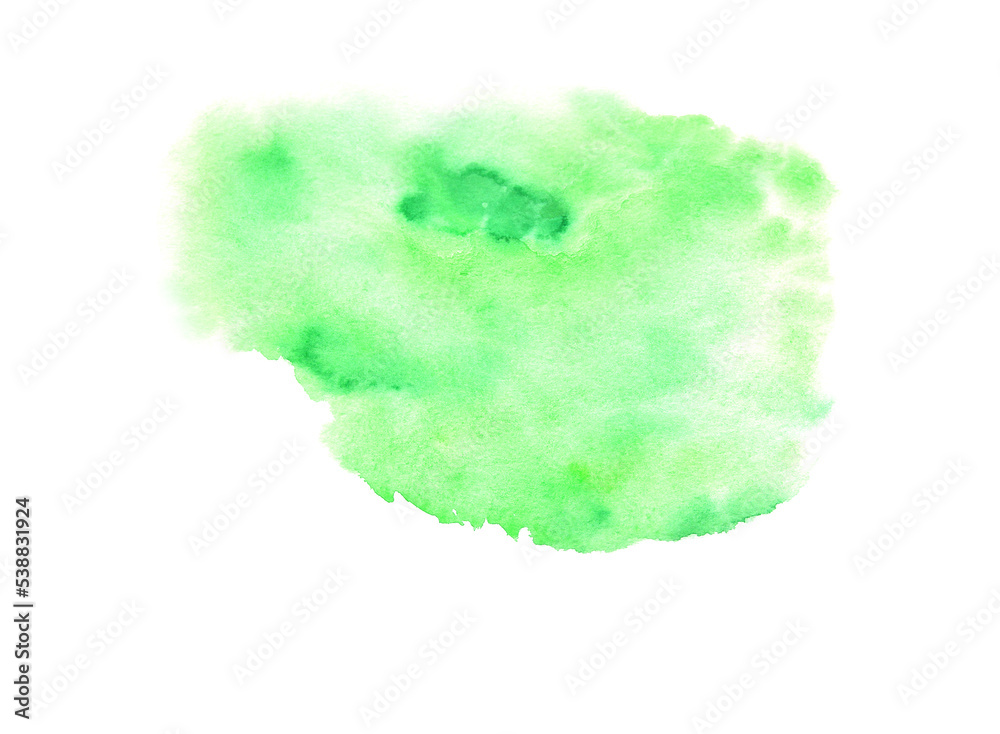 Abstract green watercolor background isolated on a white